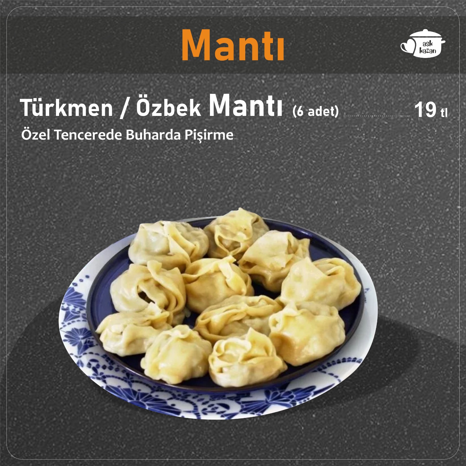 Türkmen Özbek Mantısı (6 adet)